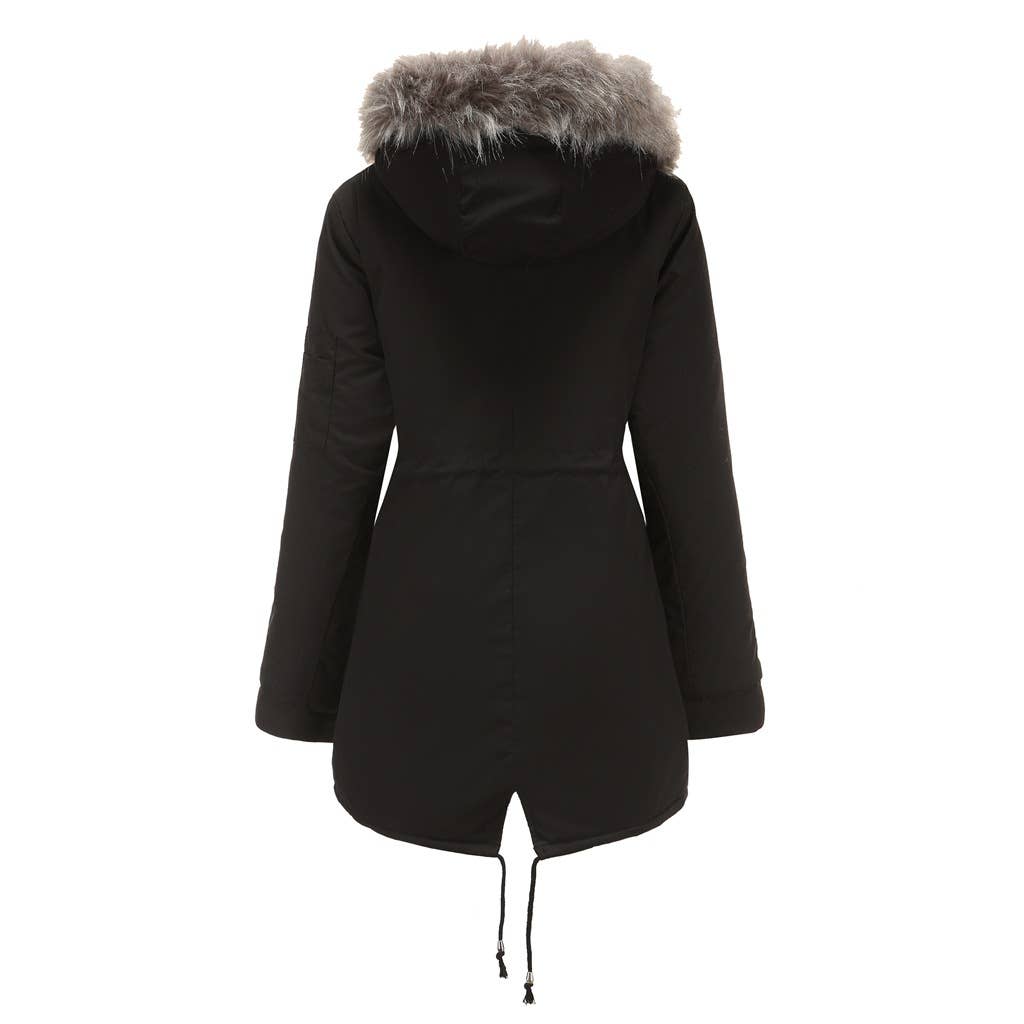 HOODED WARM PADDED JACKET WITH FLEECE
