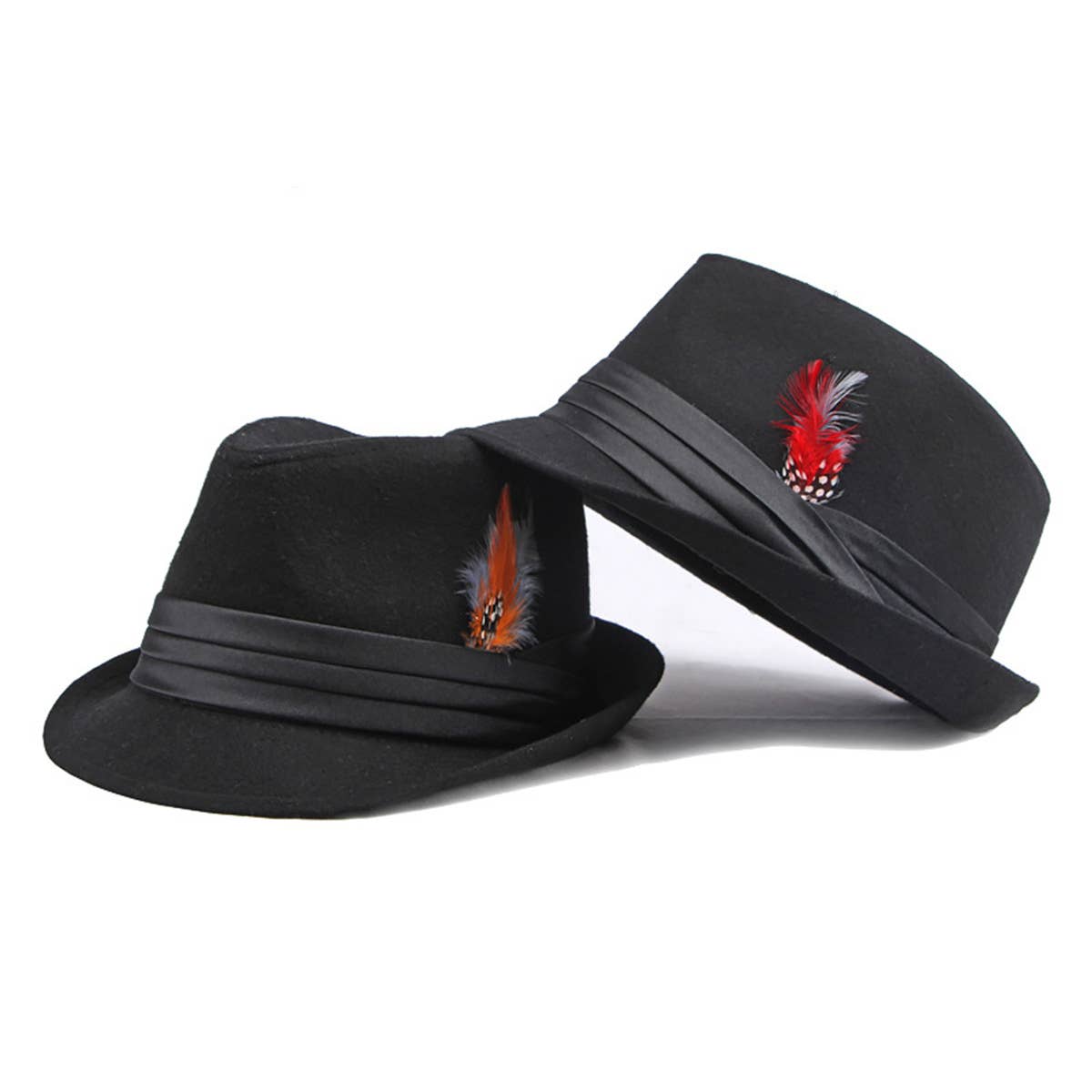 AUTUMN AND WINTER RETRO FASHION FEATHER JAZZ HAT_CWAH1916