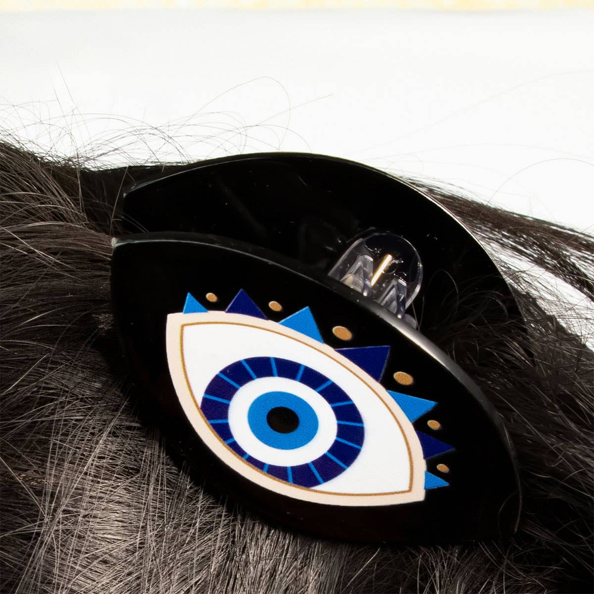 Evil Eye Acrylic Hair Claw - Black Shark Clip_CWAHA0308
