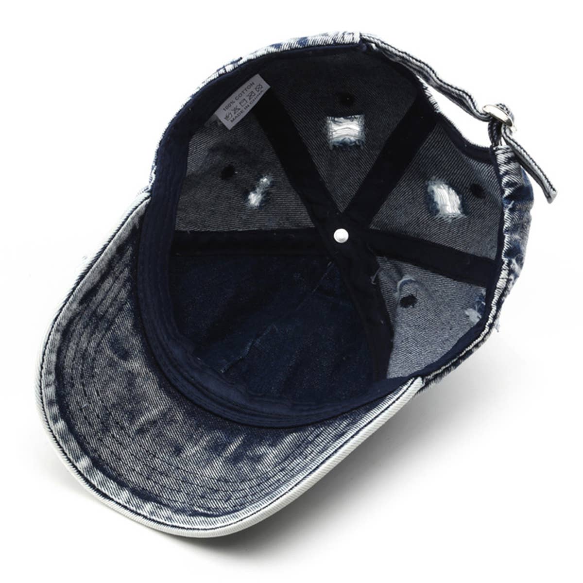 Washed Distressed White Denim Baseball Cap Outdoor_CWAH1855