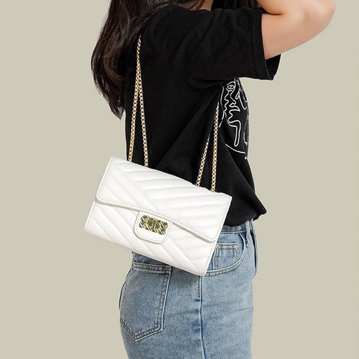 WOMENS SHOULDER BAGS ADJUSTABLE CHAIN STRAP_CUAB0180