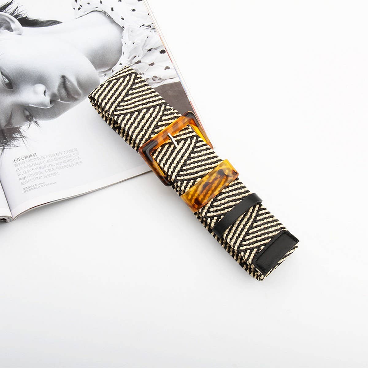 CWABE1179_RETRO CASUAL STRIPED LINEN SIMPLE WAIST BELT