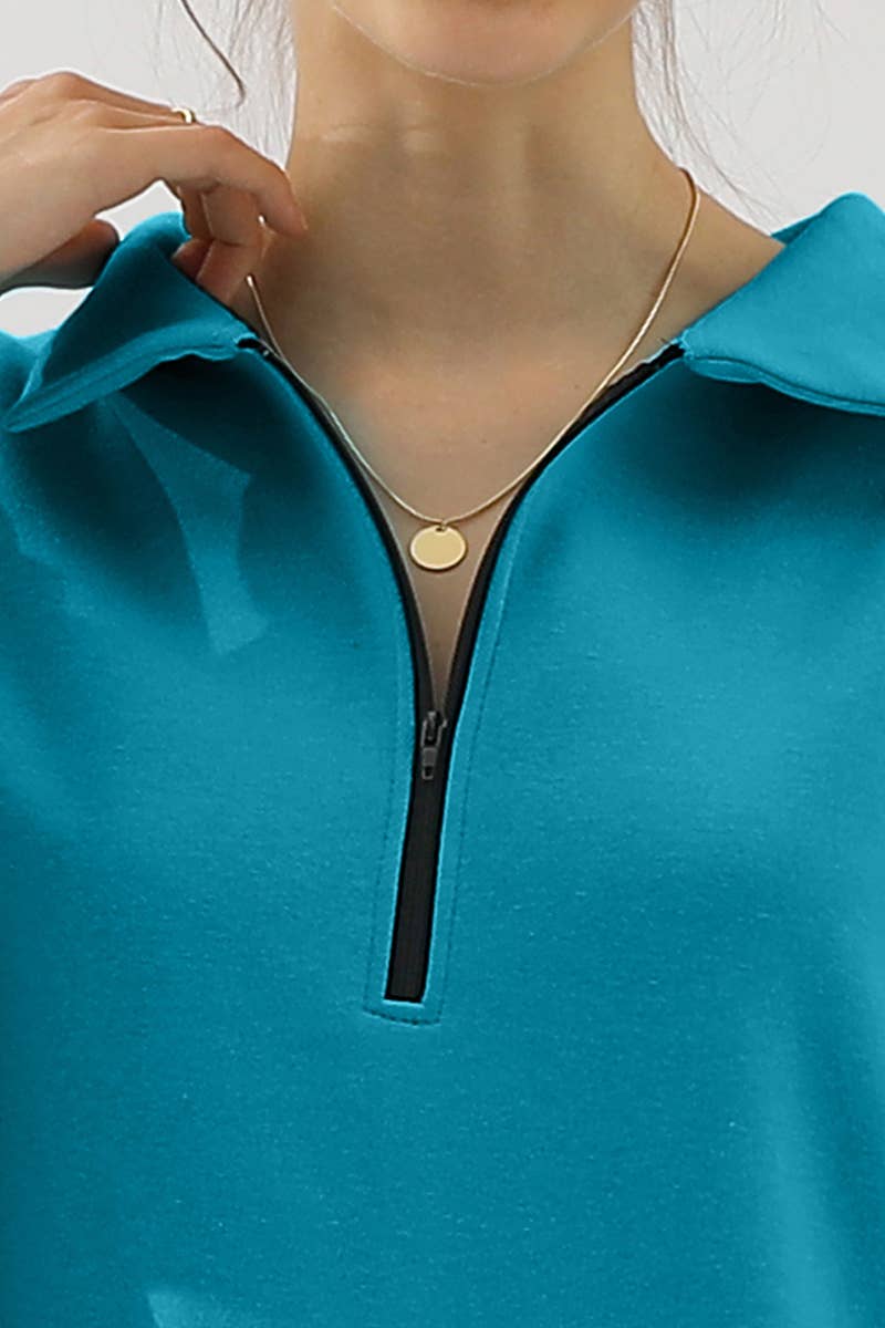 CWOHOL431_Zip Neck Lightweight Pullover Sweatshirt