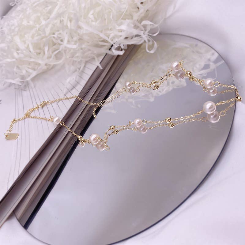 Natural freshwater pearl starry sky necklace