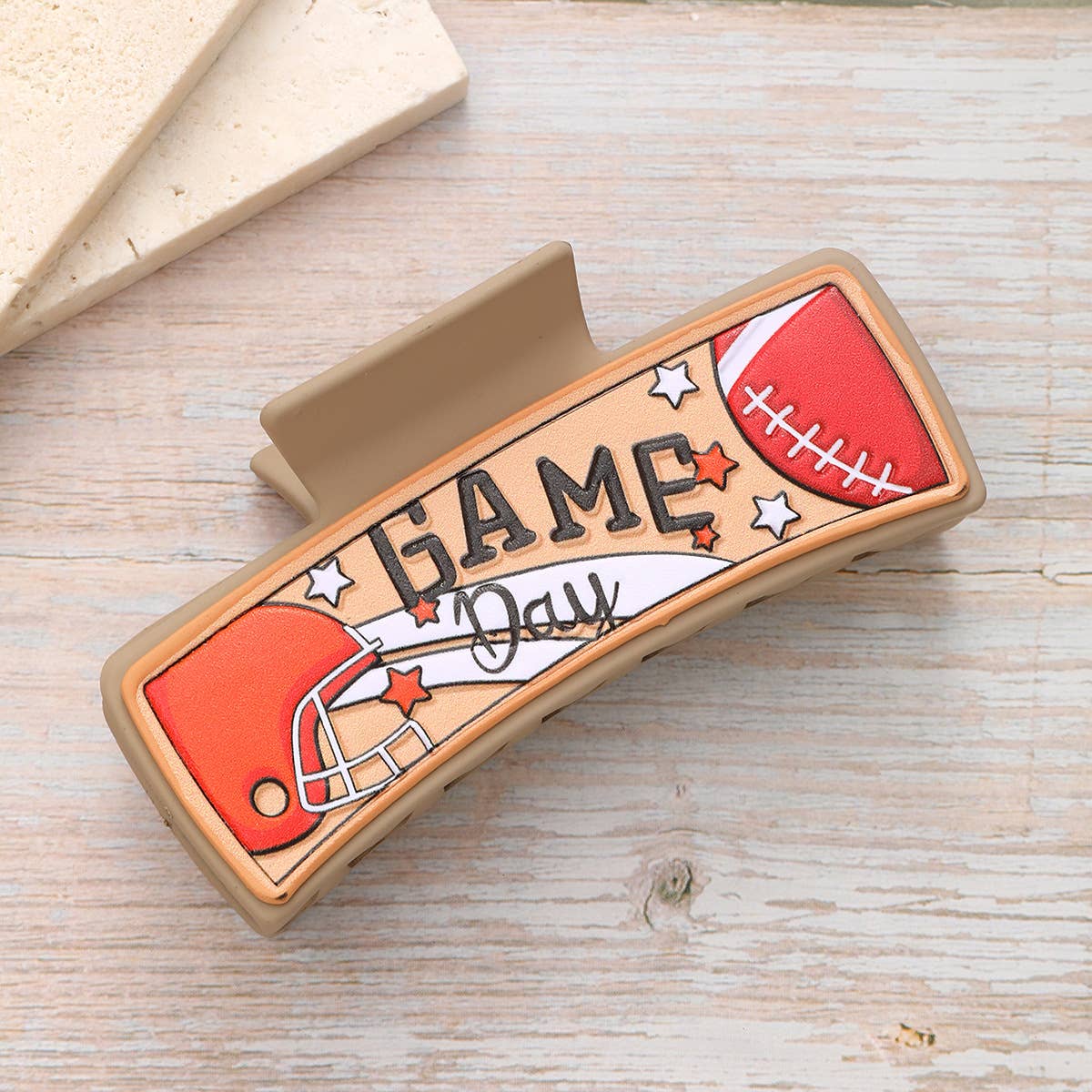 FOOTBALL LETTERS PU LEATHER HAIR CLIP ACCESSORIES