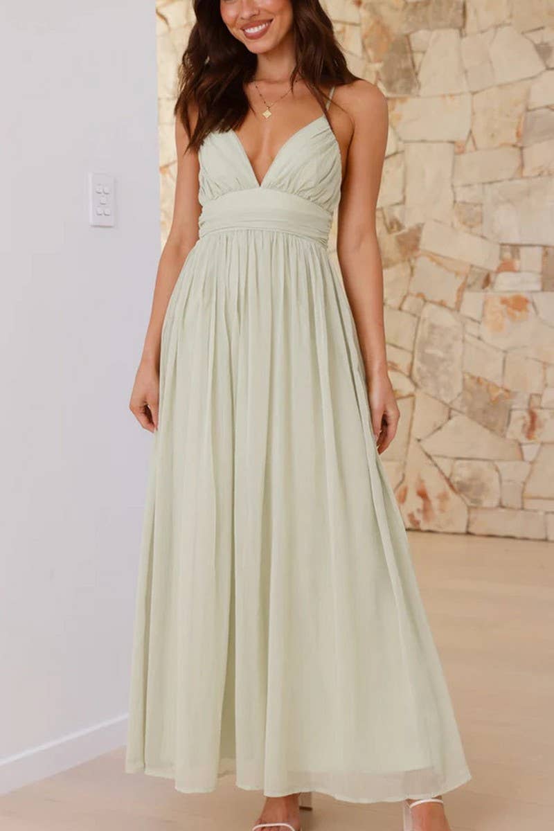 CWDMD5667_BACK TIE WAIST SLIM CHIFFON SLIP MAXI DRESS