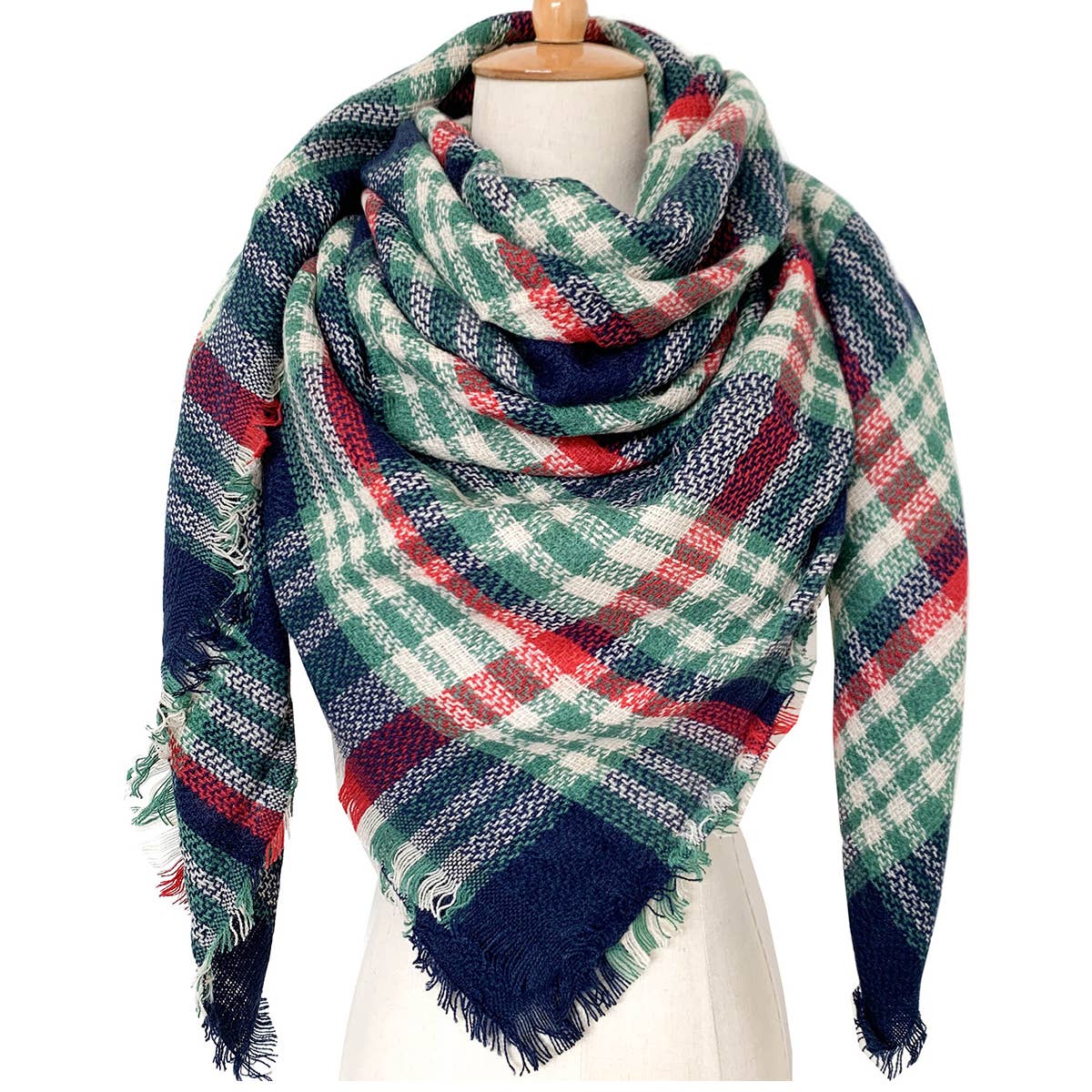 SOFT CHUNKY CHECKED GIANT SCARVES SHAWL CAPE_CWASC0107