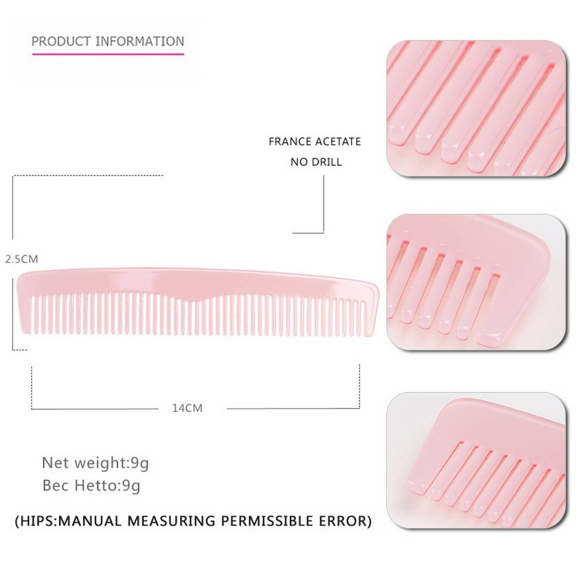 ACETATE SHEET HAIR COMB ANTI-STATIC COMB_CWAHA4196