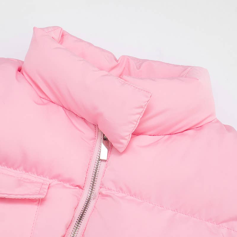 Stand-up collar warm fluffy cotton-padded vest