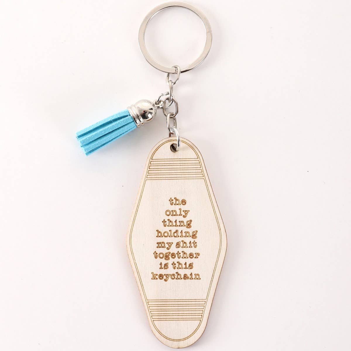 LETTER ENGRAVED WOODEN KEYCHAIN