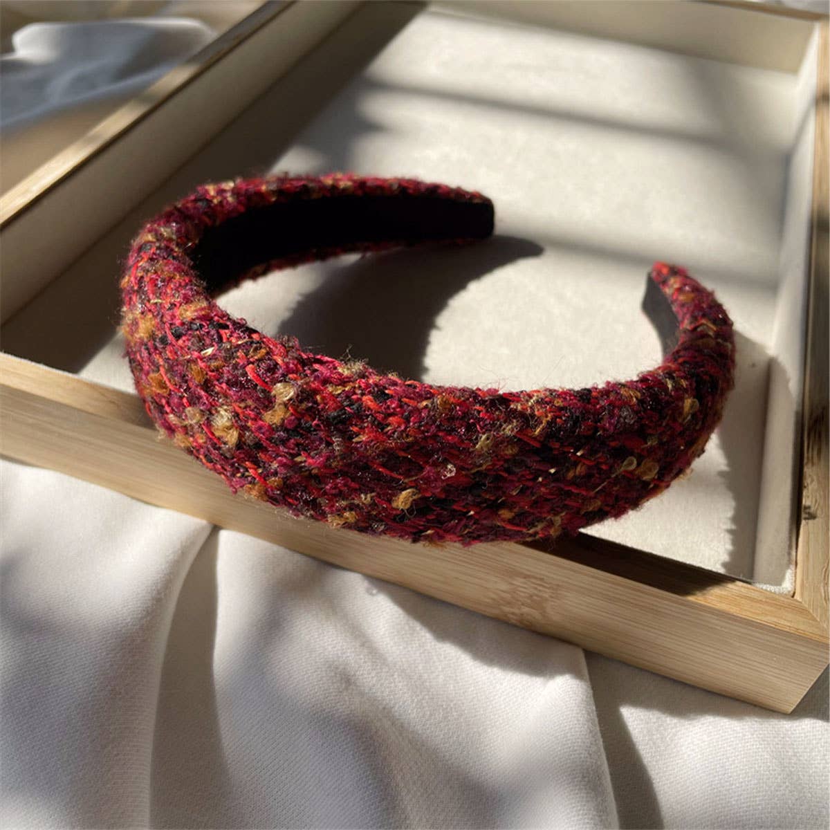 Woolen little fragrance bridal headwear headband check