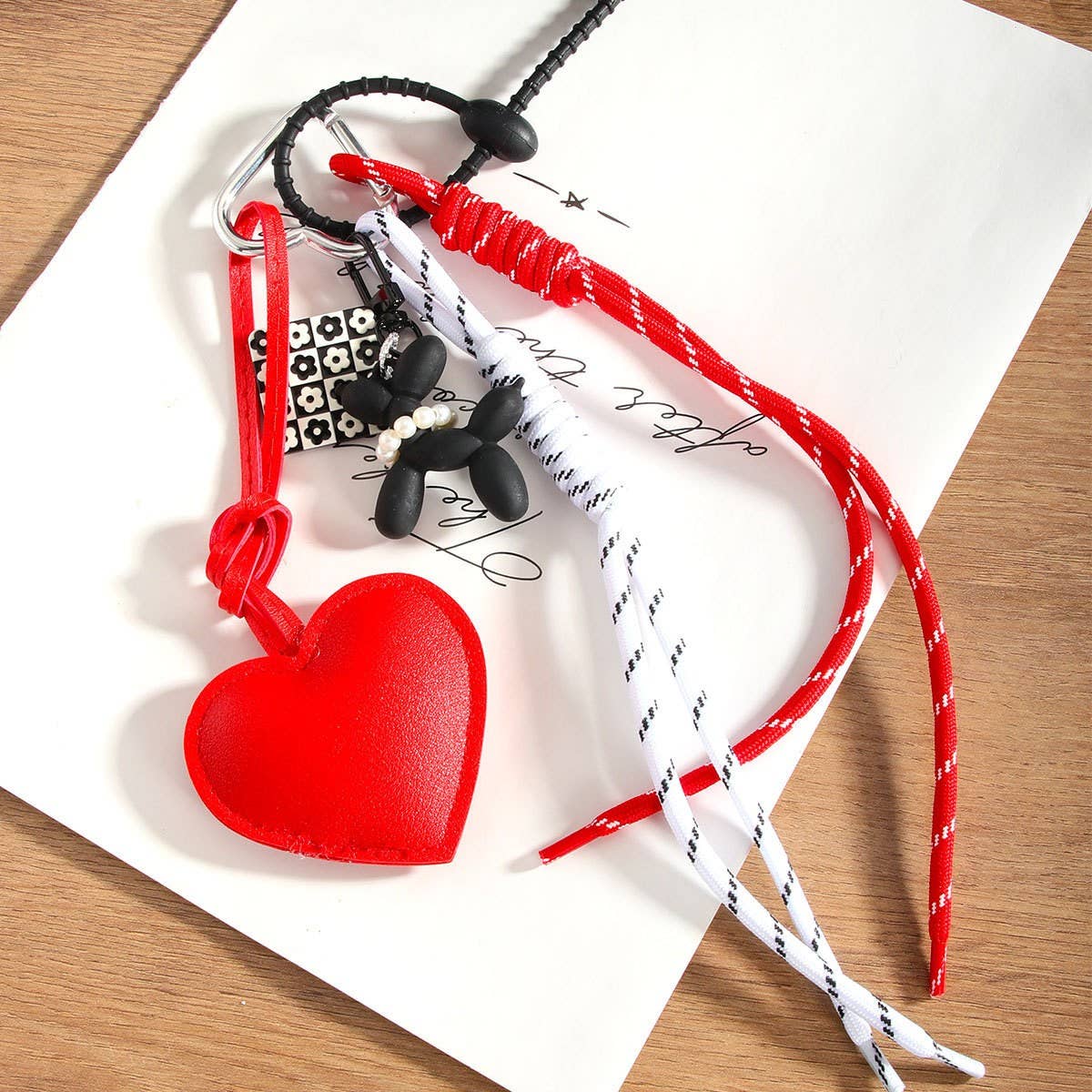 Fashion Red Leather Heart Handwoven Keychain_CWMM7742