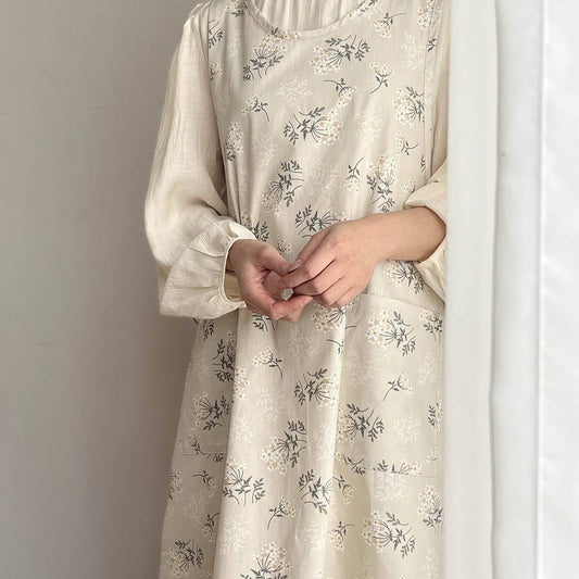 Waistband Cotton linen Aprons with pockets