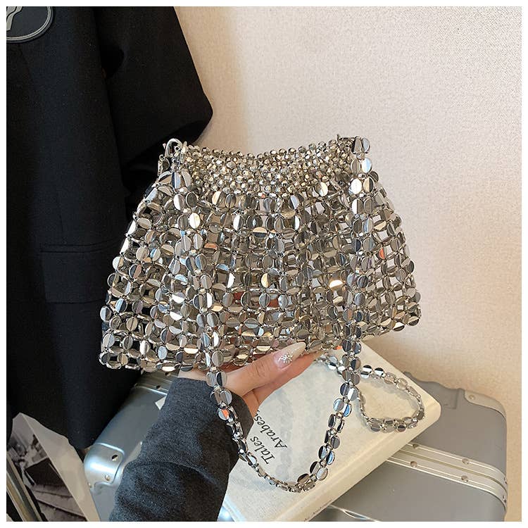 Fashionable hollowed-out glossy crossbody bag