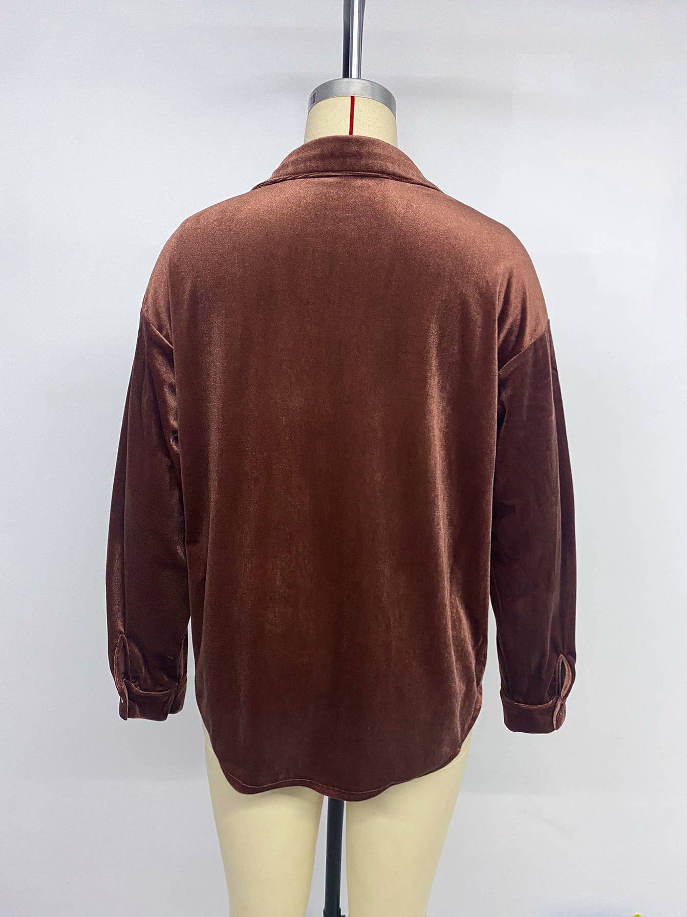 LONG SLEEVE LAPEL VELVET SINGLE-BREASTED SHIRT