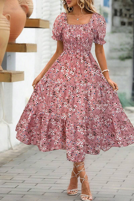 CWDMD5703_SUMMER TEMPERAMENT WAIST SHORT SLEEVE DRESS