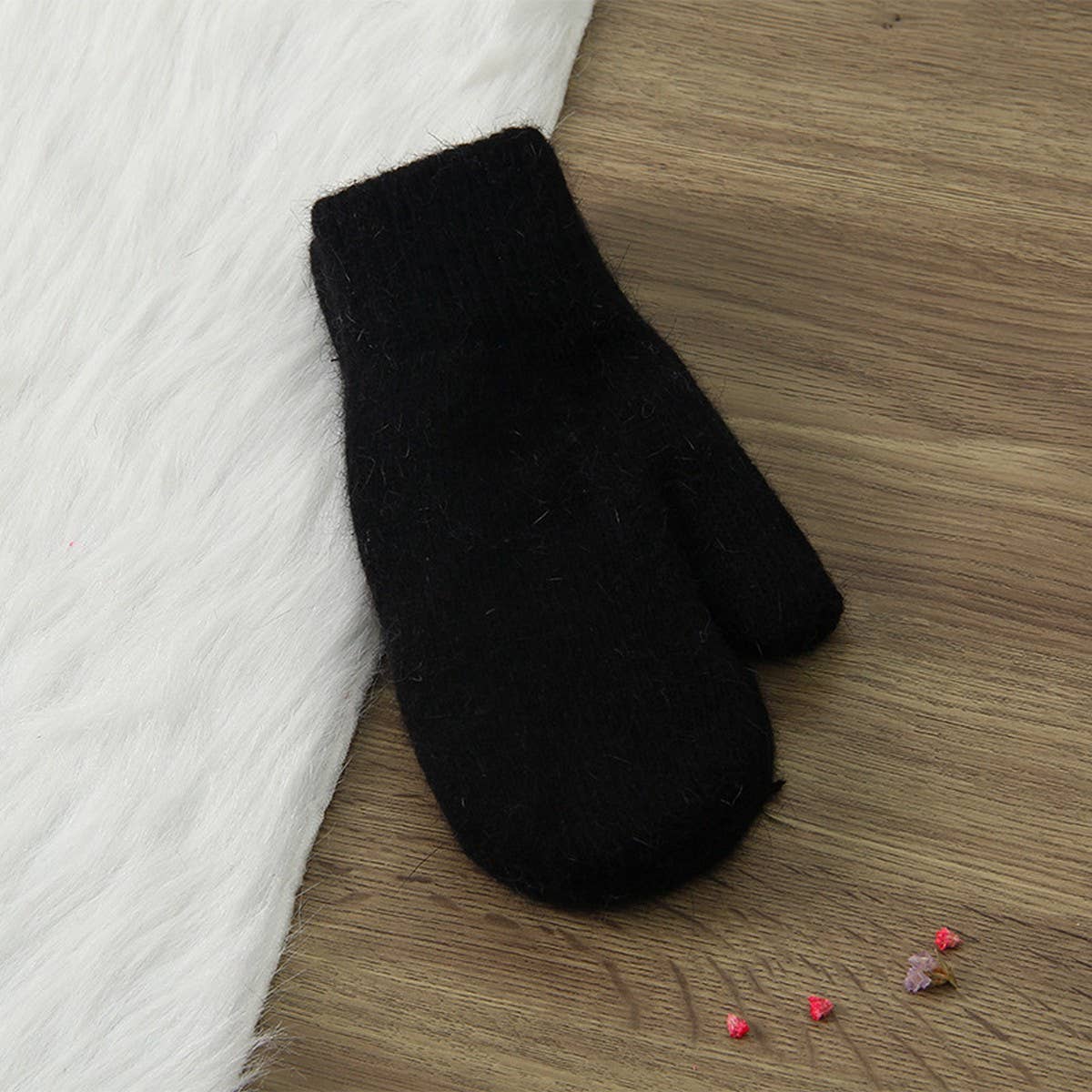 WOMEN'S SOLID COLOR RABBIT FUR FULL FINGER GLOVES_CWAG0182