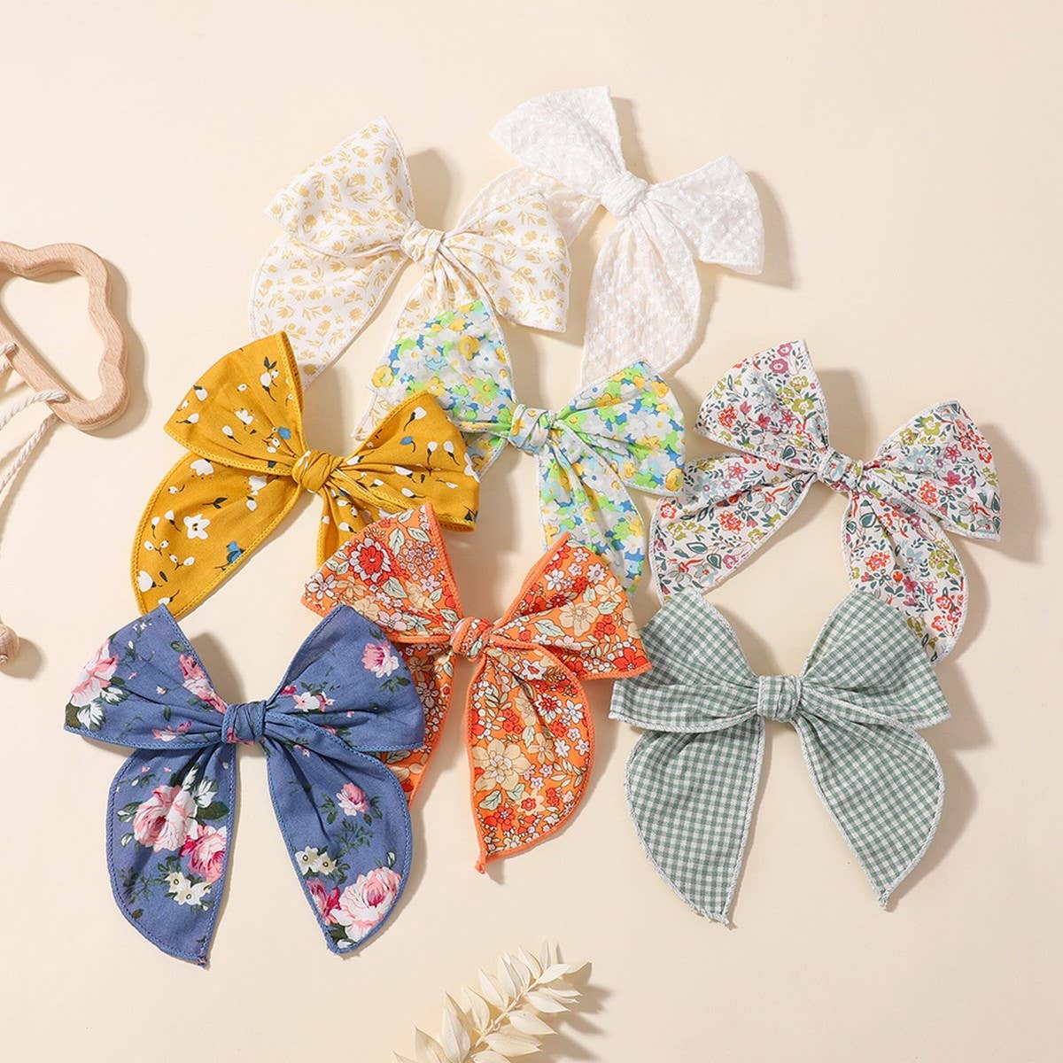 Floral Cotton Bow Hair Clip for Baby Girls
