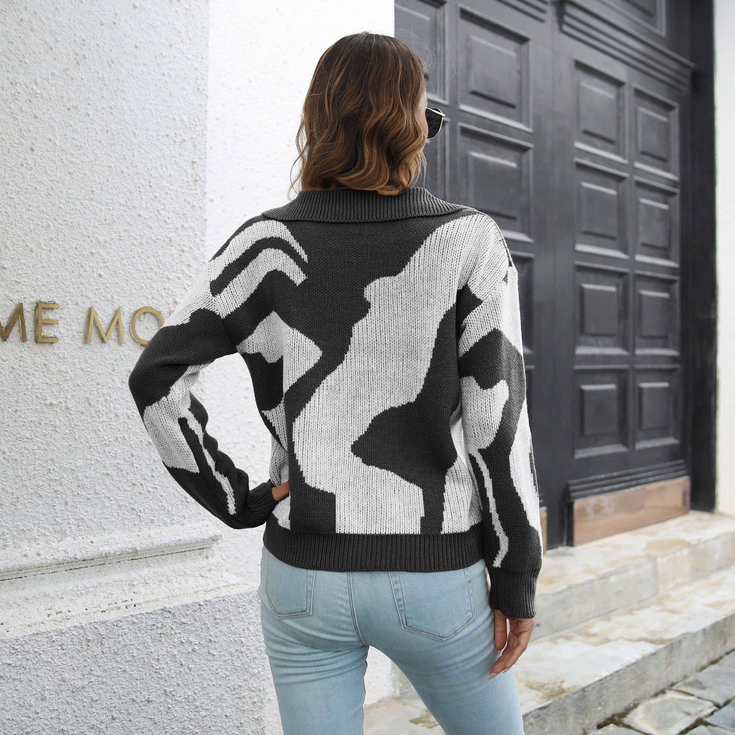 JACQUARD SWEATER AUTUMN AND WINTER LONG SLEEVES