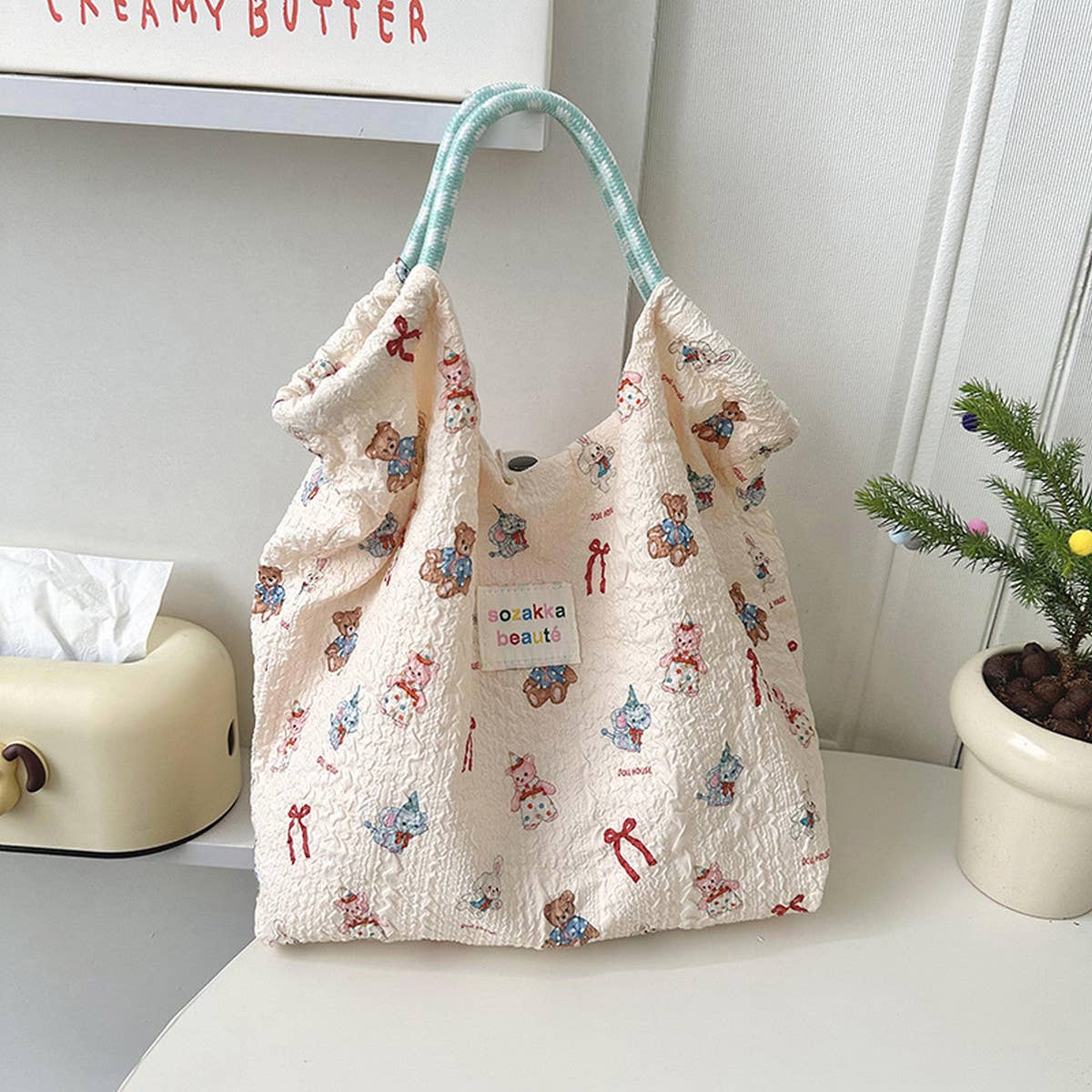 2024 NEW EMBOSSED CUTE SWEET CANVAS BAG_CWAB3080