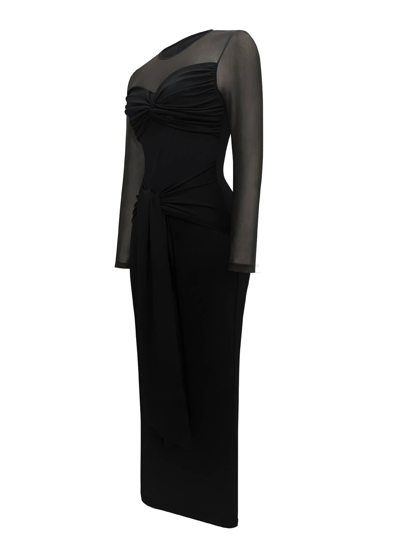 Kink lace mesh splice see-through dress