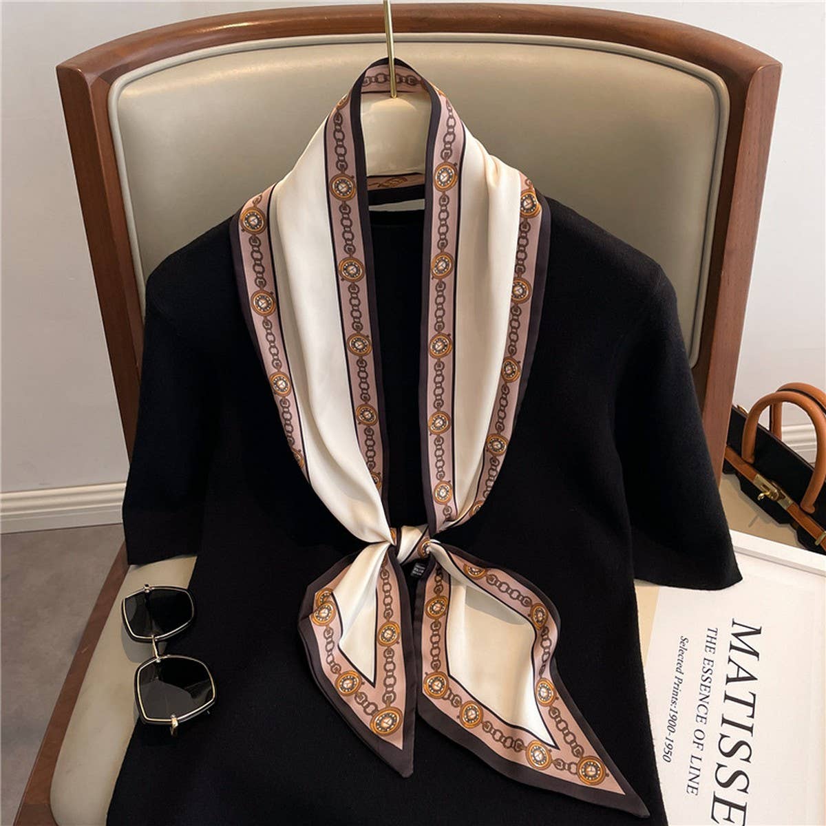 Skinny Silk Scarf for Hair, Neck or Bag Wrap_CWASC1512🎗️