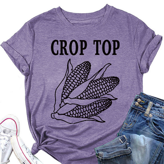 Corn Letter Print Tee ? Women¡¯s Casual T-Shirt
