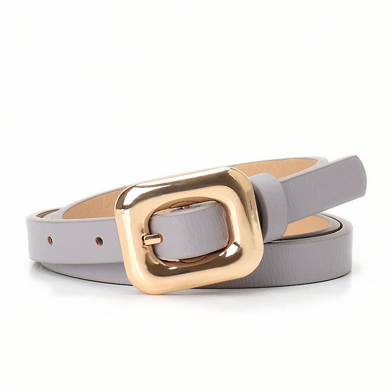 Simple alloy square buckle women's belt