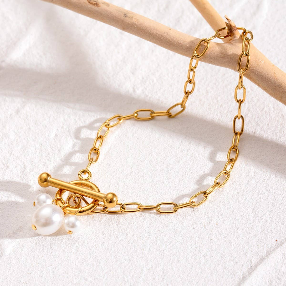 18K Gold Pearl Pendant Bracelet, Boutique Style_CWAJE4883