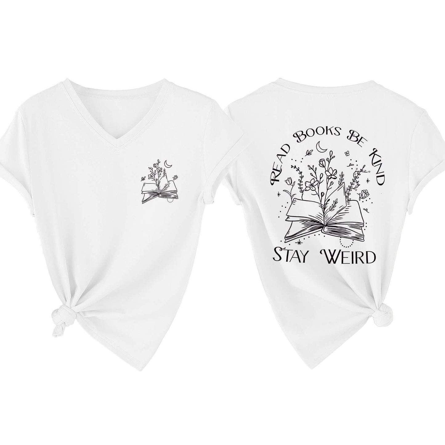 V-neck short-sleeved double-sided printed Top