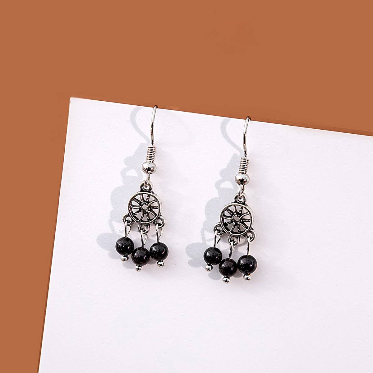 VINTAGE HOLLOW ROUND DISTRESSED EARRINGS