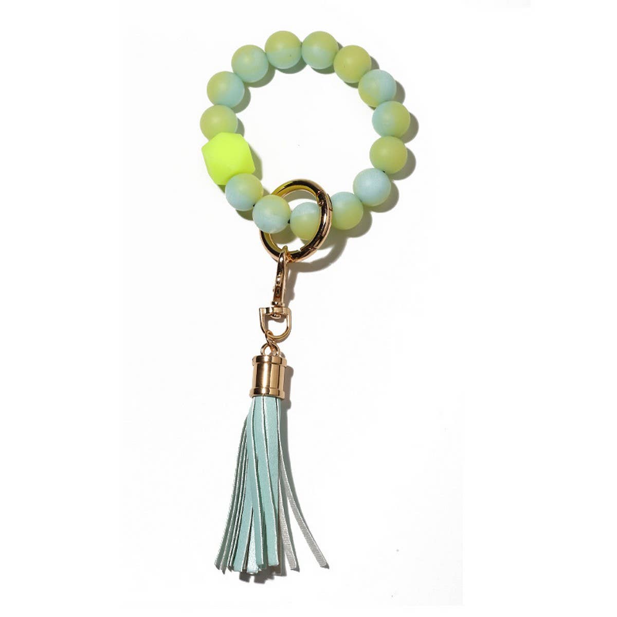 Glow in the Dark Silicone Bead Bracelet Keychain_CWAB5014