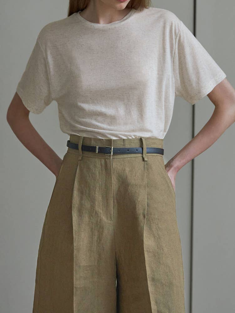 SAND-WASHED PURE LINEN SLIM PANTS