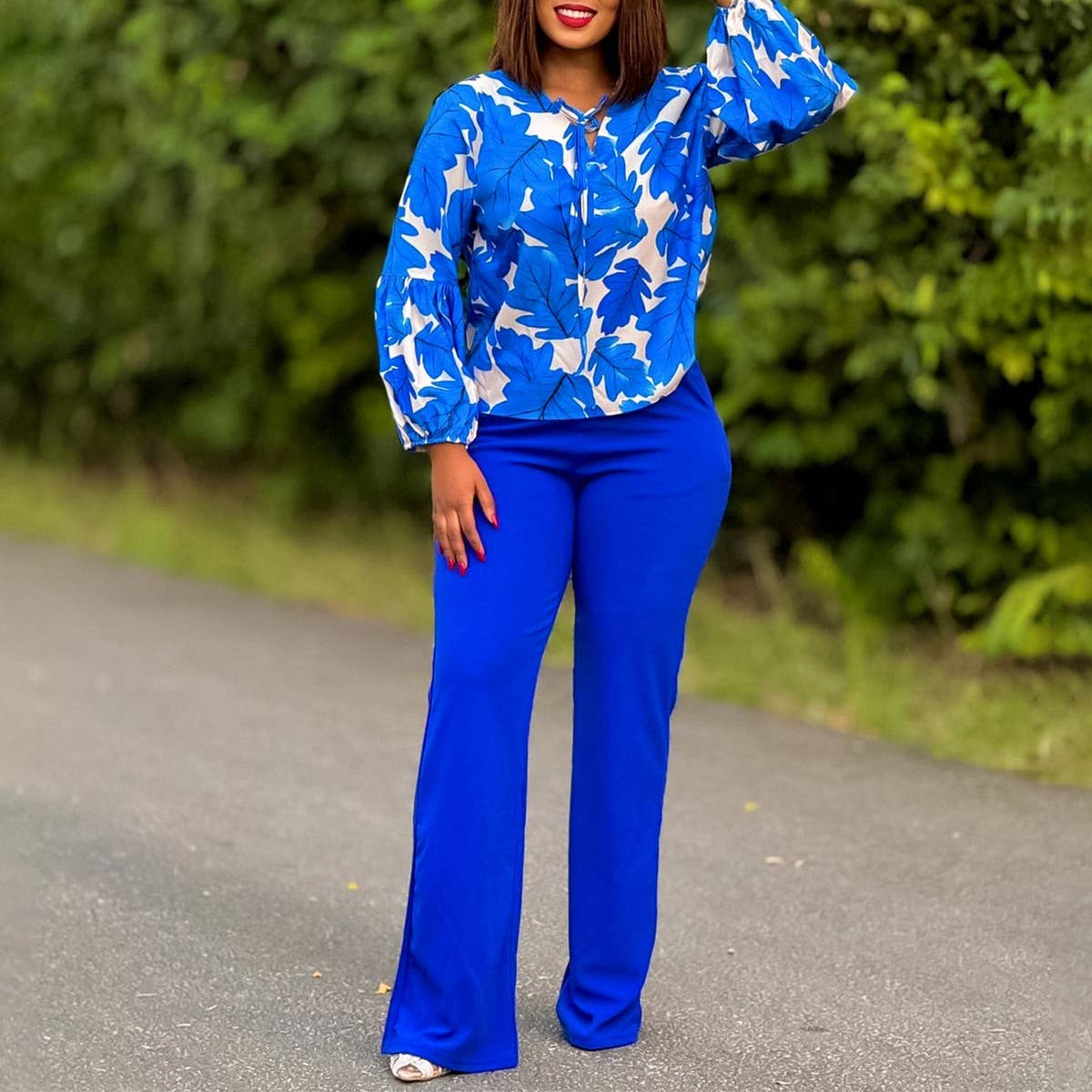 PRINTED TOP AND WIDE-LEG PANTS TWO-PIECE SET_CWSTB1142