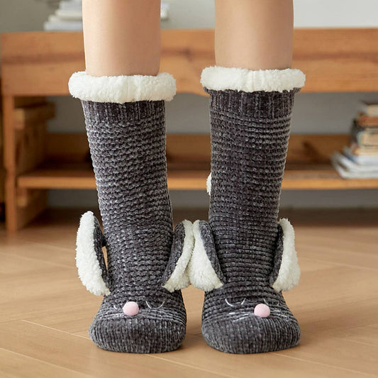 HOME RABBIT EARS WARM PLUSH INDOOR SLIPPERS