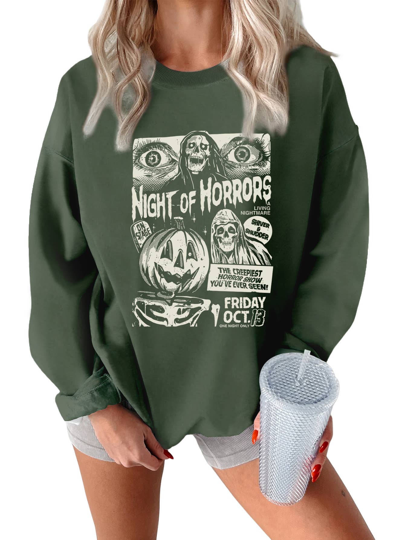 Hight of horrors Halloween print warm hoodie