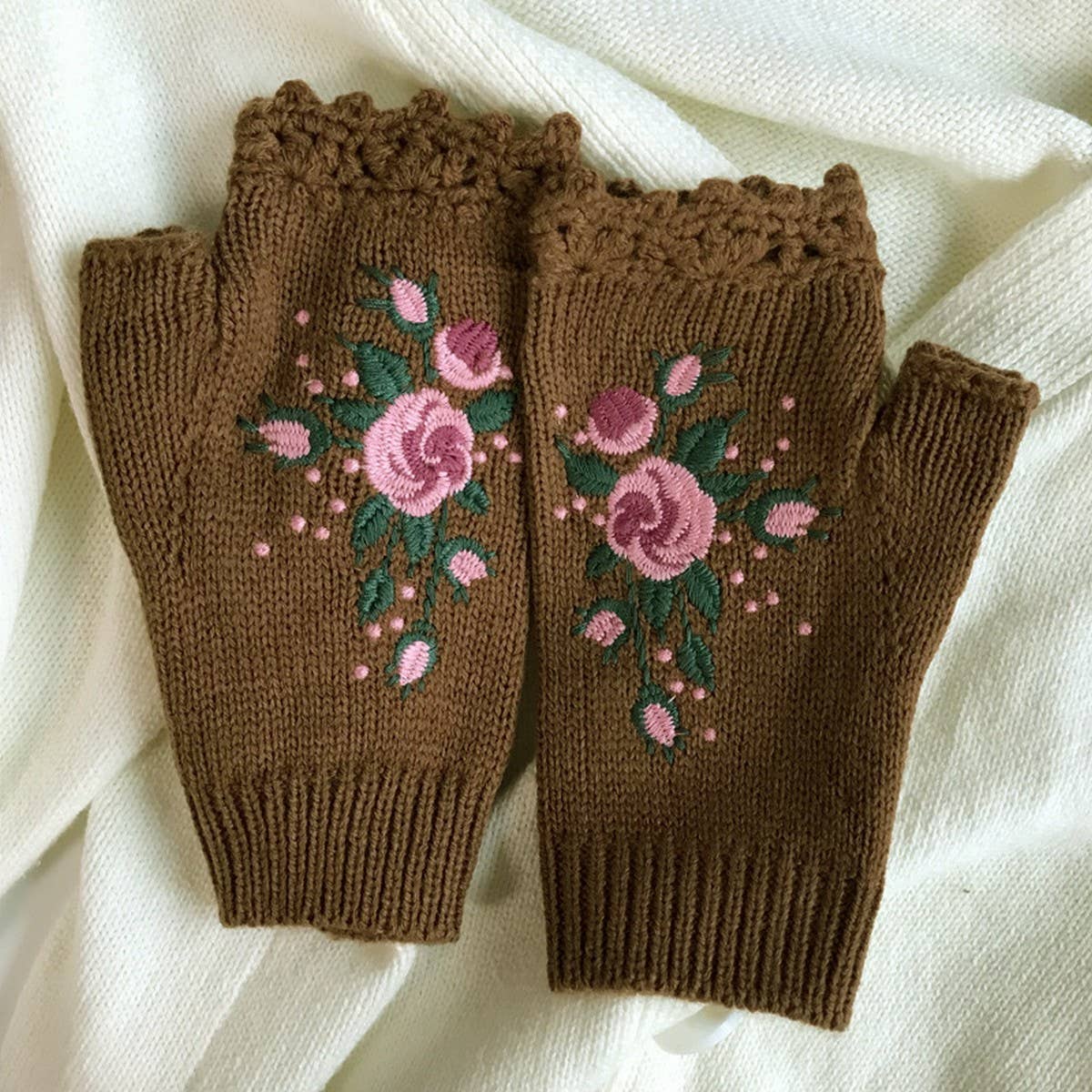 Knit Winter Gloves ? Bee & Blossom Embroidery