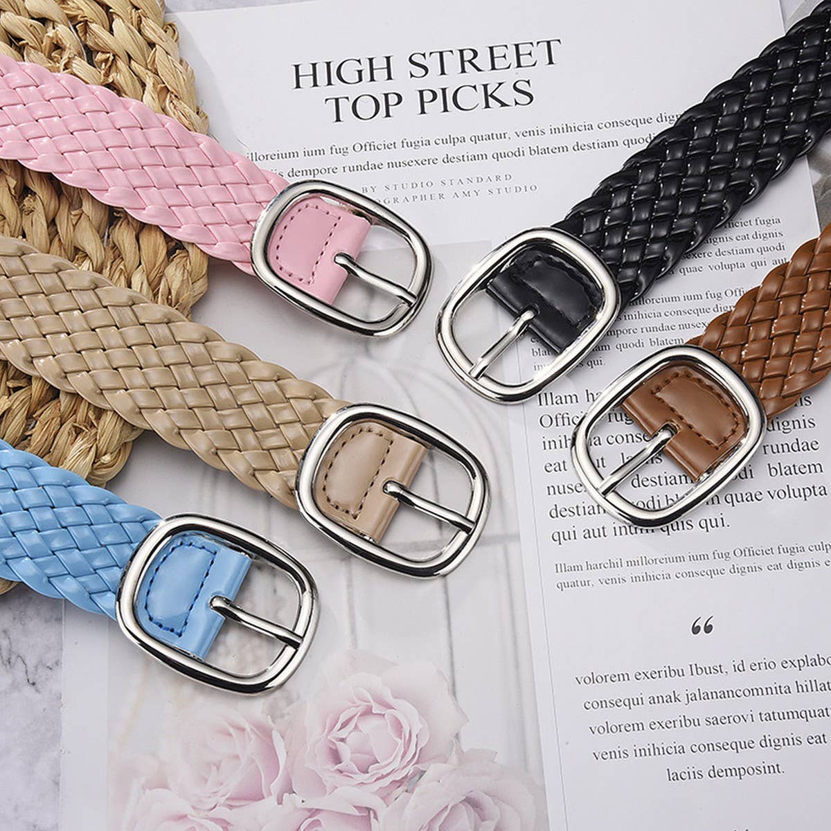 BRAIDED BELT IN BRIGHT CANDY COLOR FOR WOMEN_CWASC0570