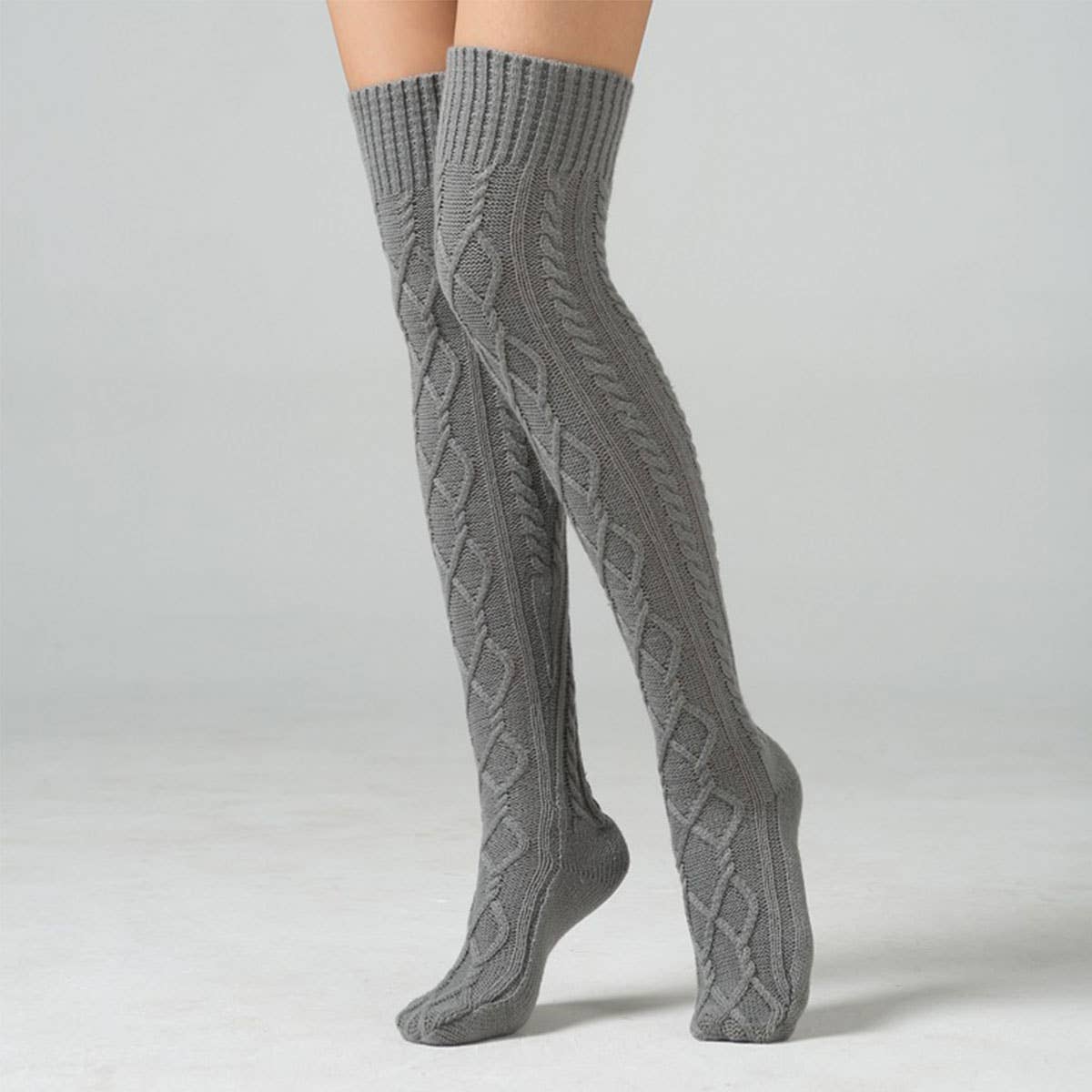 CABLE KNIT WINTER WARM KNEE HIGH SOCKS_CWMS015