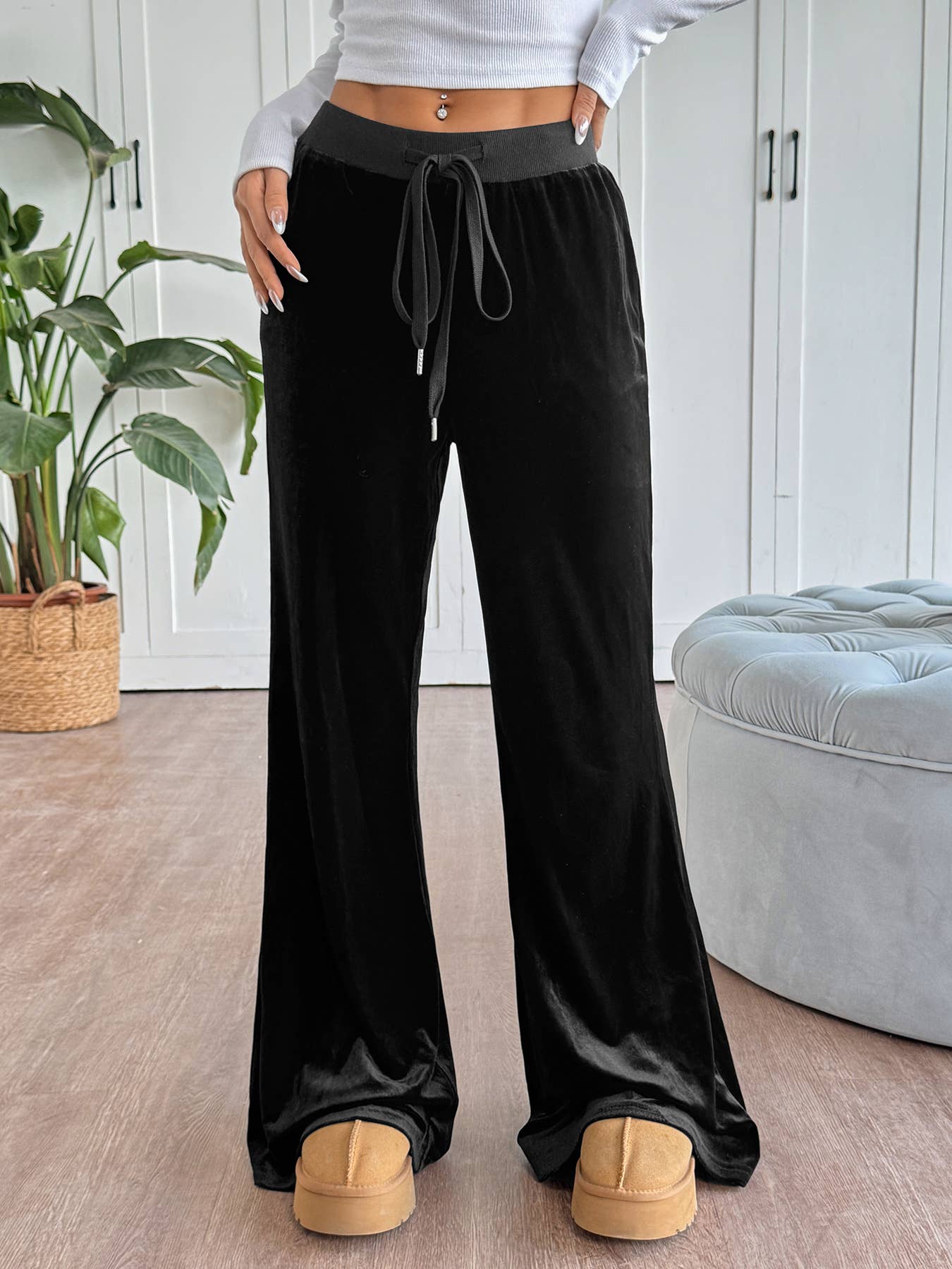 Spicy girl velvet slightly sagging long pants