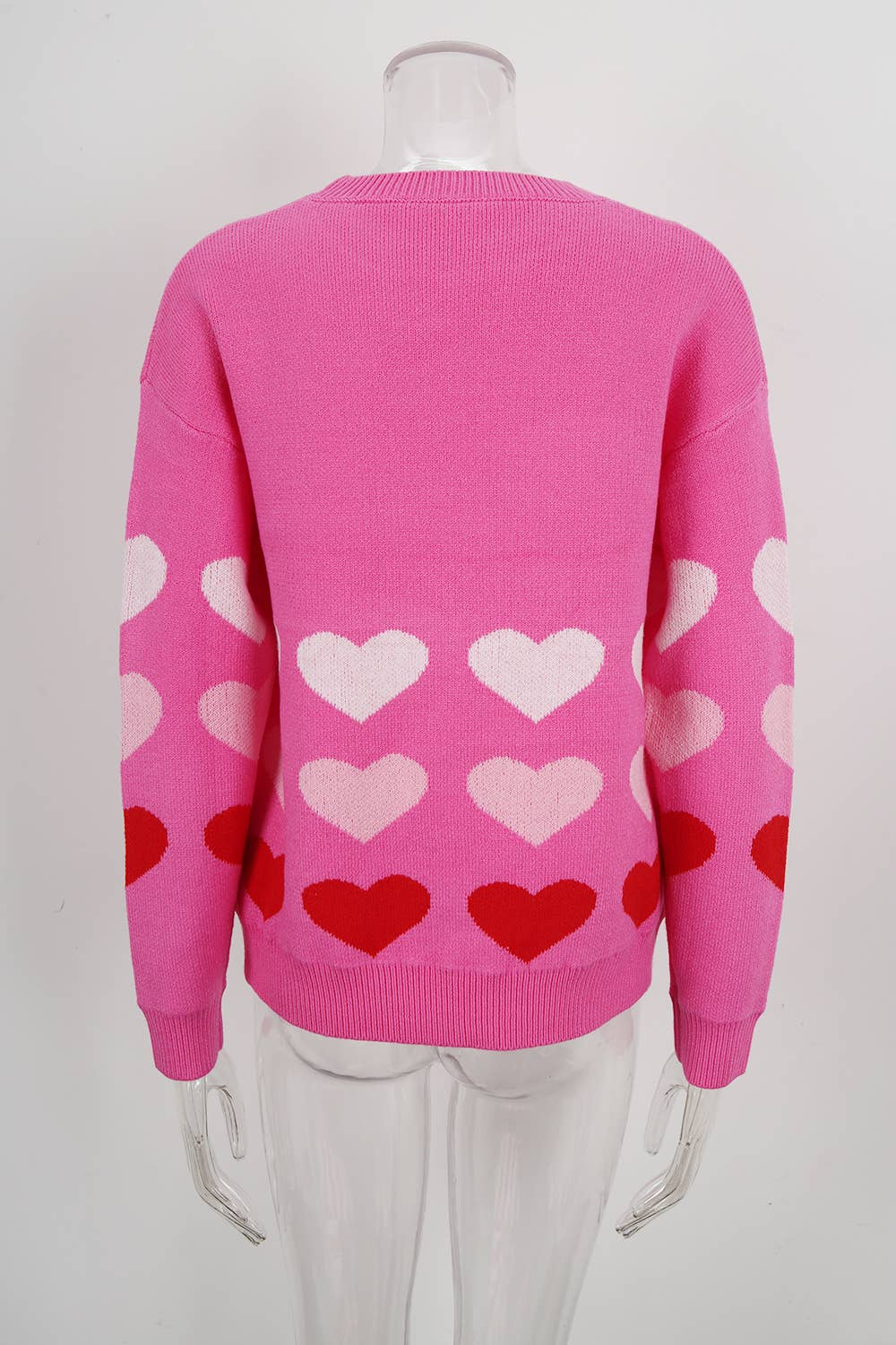 Round-neck knitted gradient heart sweater