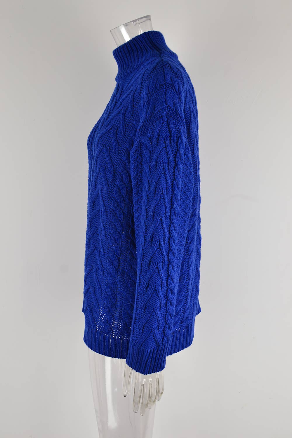 TWIST KNIT HALF TURTLENECK SOLID COLOR SWEATER