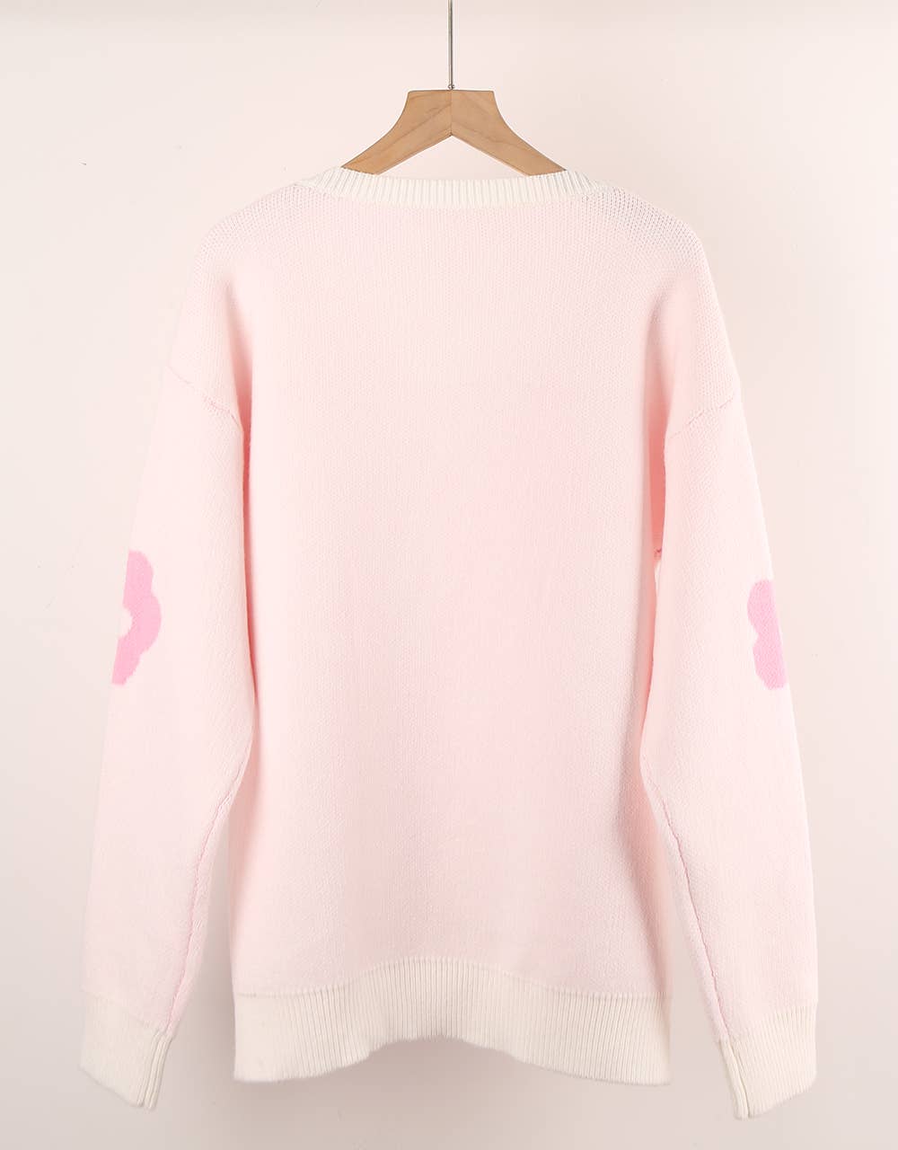 SWEATER V-NECK LONG SLEEVE FLOWER KNIT