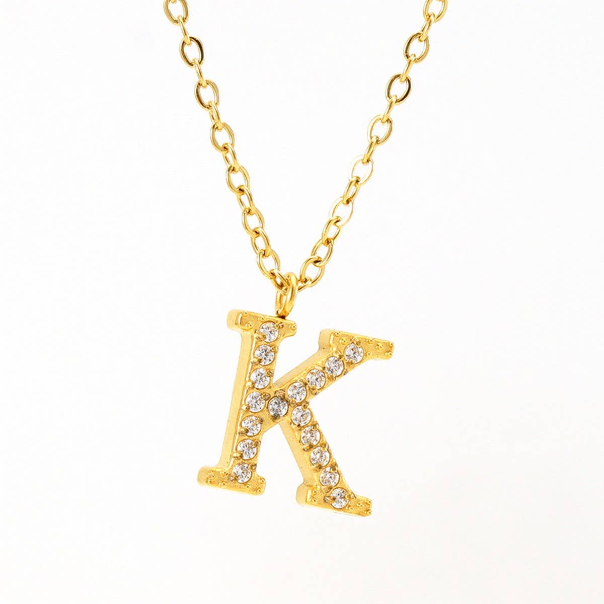 FASHION 26 LETTER DIAMOND PENDANT NECKLACE_CWAJE0684