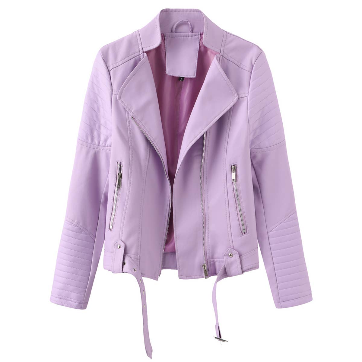 V-neck PU leather with belt leather