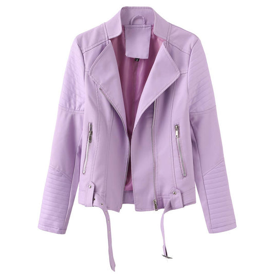 V-neck PU leather with belt leather