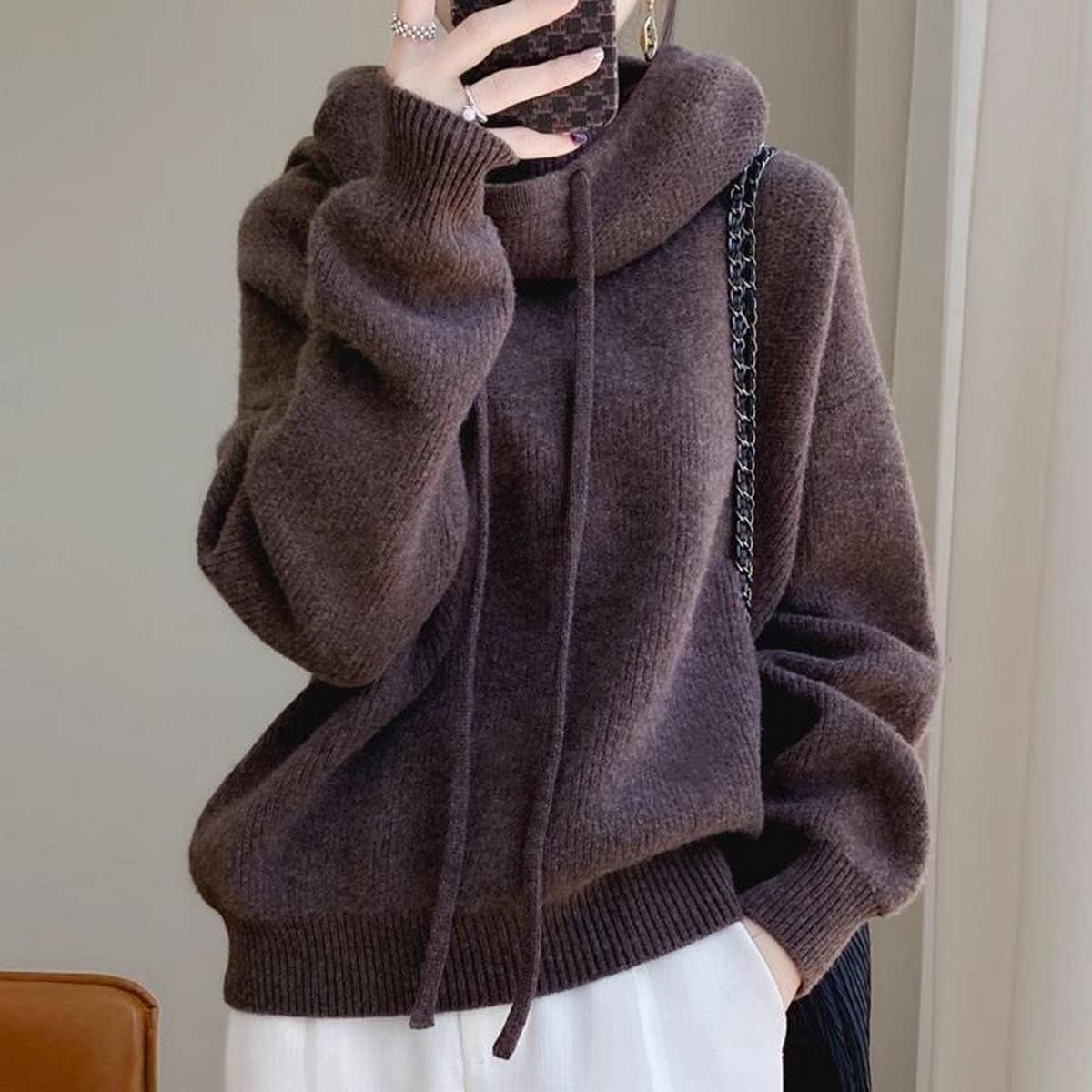 Women's Slouchy Turtleneck Knit Sweater