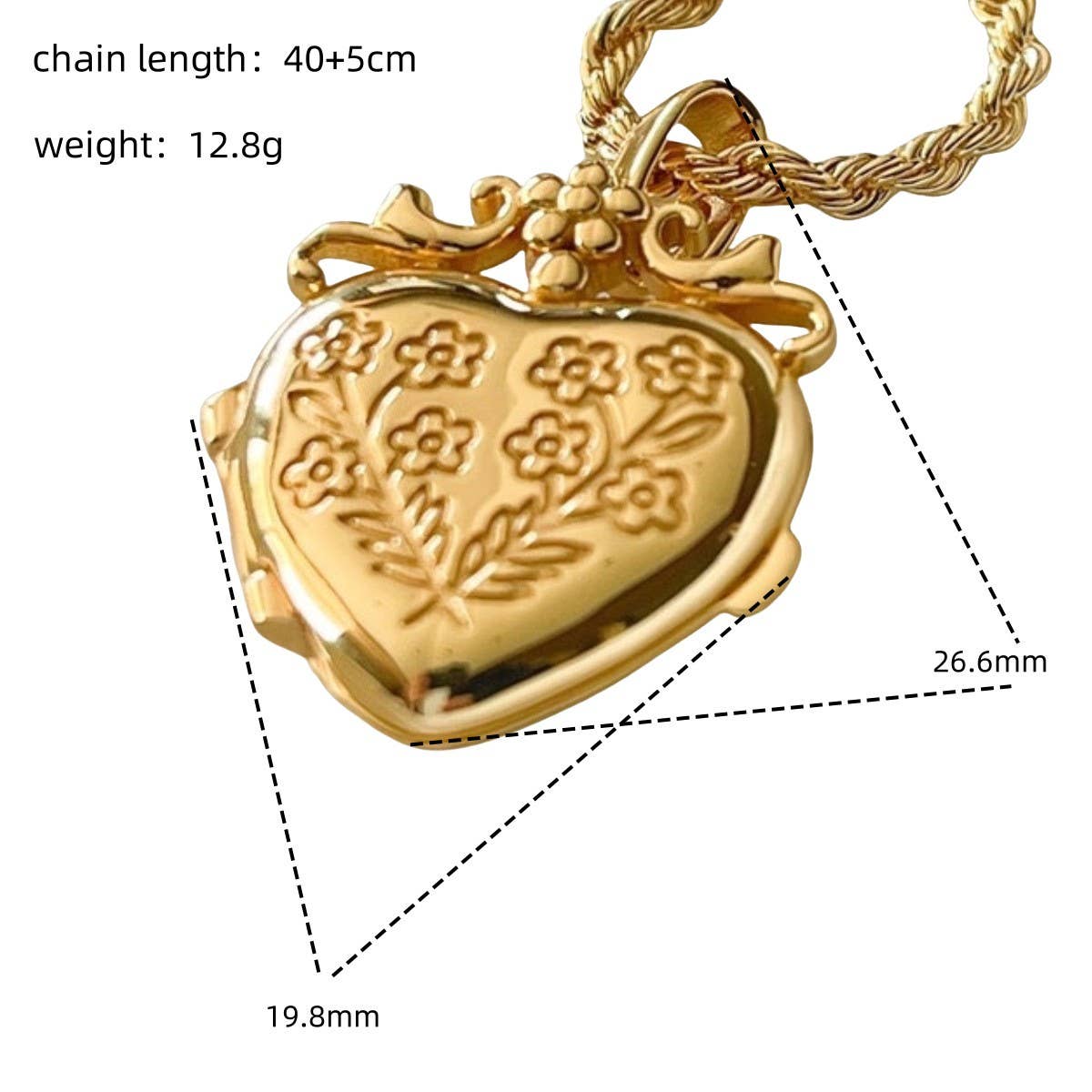 Heart Flower Album Pendant Necklace