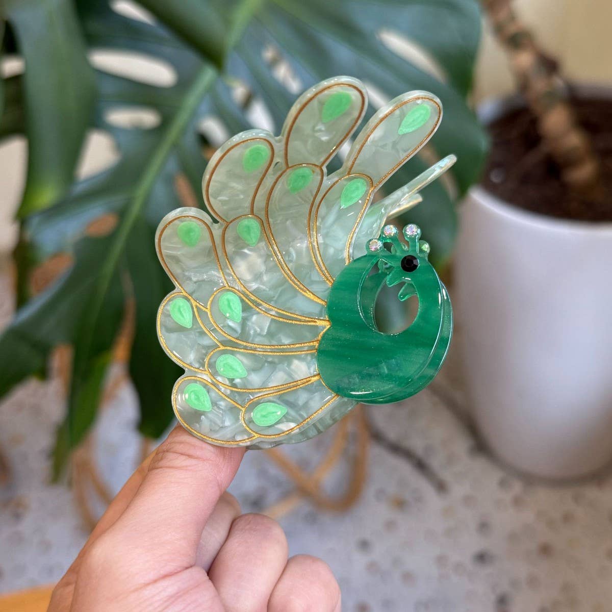 CWAHA4559_NEW STYLE DIAMOND PEACOCK CUTE UNIQUE HAIRPIN