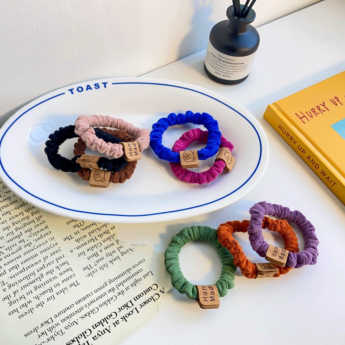 High-elasticity colored suede bear hair band